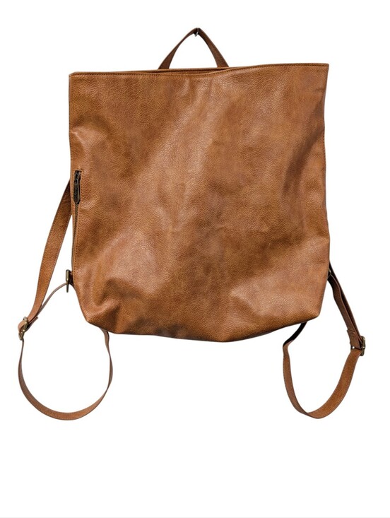 thirty-one Handbags - Thirty-One Women's Brown Backpack Tote Cognac Tan Vegan Faux Leather Bag